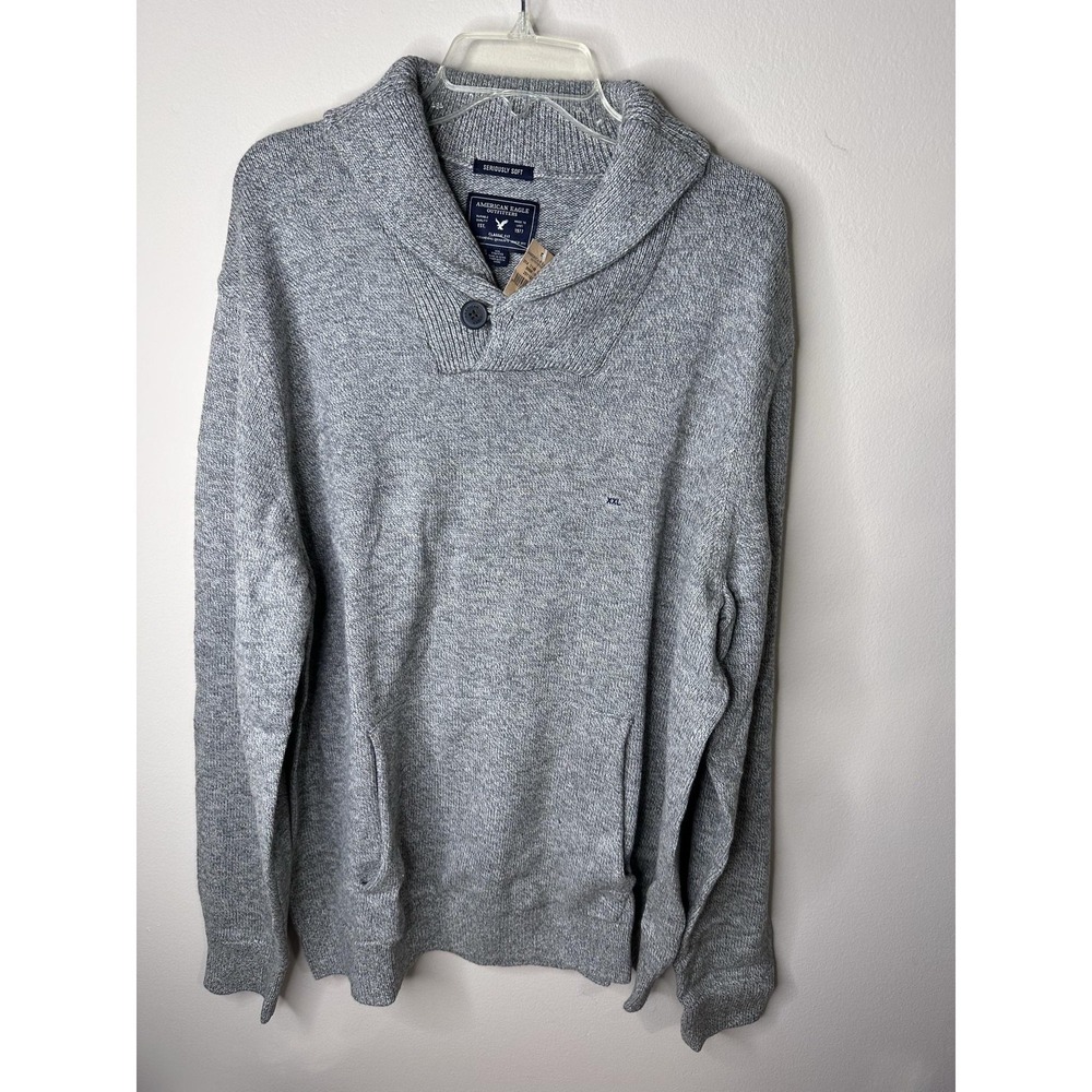 American Eagle Outfitters Sweater Mens 2XL Gray Shawl Collar Seriously Soft